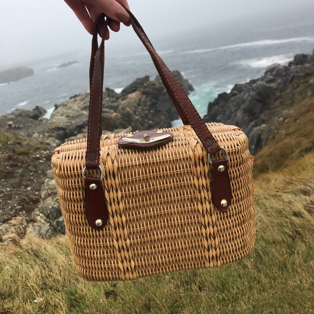 Vintage wicker basket purse